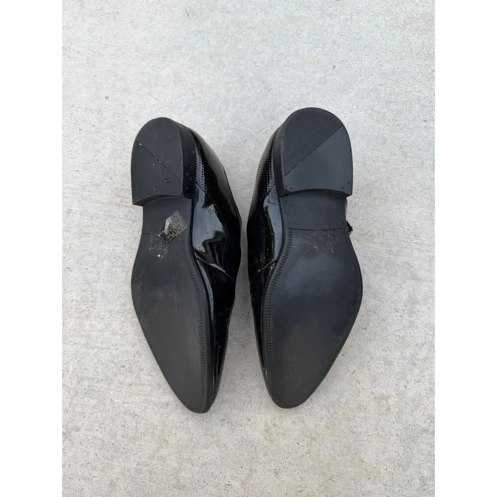 Mens ASOS Design Black Glossy Monk Strap Dress Shoes - Size 8